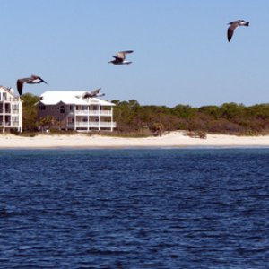 View of St. George Island from the Gulf - the center console makes a good photo platform