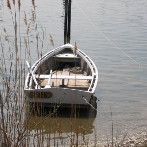 my daughter julia\'s 12 ft. rowing skiff..local pine. Bought when she was one year old, now 20yrs old