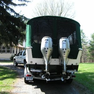 Media '' in album '(Stanley-J) After a 19 hour trip home from St. Louis. I had to cut a tree  down to get the boat in the driveway...great planning"'