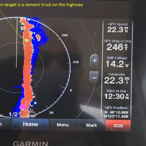 Cement truck on the highway