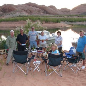 Media 'Jim, Chris, Brent, Dixie, Joan, Lori and Warren.  Oak Canyon, fish fry and drinks' in album 'Fifty Mile Canyon, Escalante River'