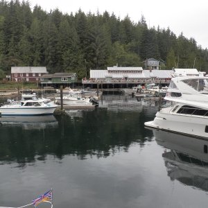 Telegraph Cove now has a few slips for mega yachts.