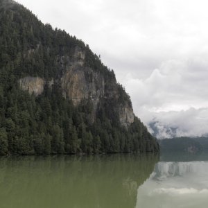 The water was actually this color.  I don't know if it was an algae bloom or what.  The river running into the head of the Sound was a clear little trickle, so it wasn't that.