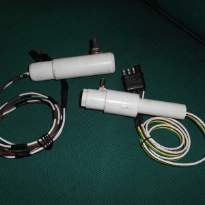 Switches (Lowes) are 3 way momentary (spring loaded).  The pvc remnants and dowels I already had. Everything slides together and is sealed with 5200.
