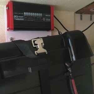 Media 'The house battery and charger are under the port seat.' in album 'System schematic'