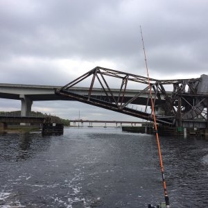 RR bridge at I-4 and 17/92. Now that they have local service you may have to wait on the schedule of the trains. Bridge height was 7\'2\" based on this years water levels and we need a minimum of 8\'. Back in 06/07 we just managed to slip under while the bridge was unattended.
