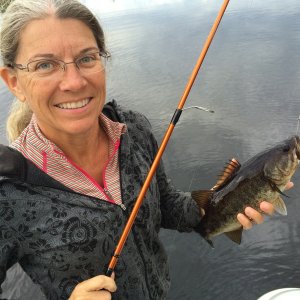 Betty\'s bass. Missed the slot by 1.5 inches. The fishing was tough this year.