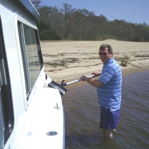 beached in  the Aplachicola river washing down the boat