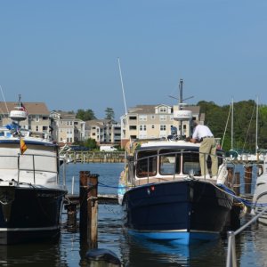 26 Cutwater next to a 25 Ranger Tug