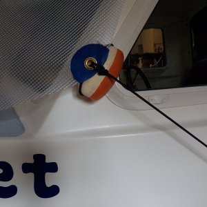 The sides are fastened to the deck cleat with net float "stand-offs."
