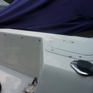 rear of motor well with dink bracket removed, will screw snap back in for use when we don't use the dink motor bracket