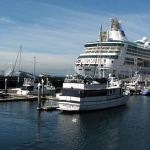The cruise ship is getting ready to leave