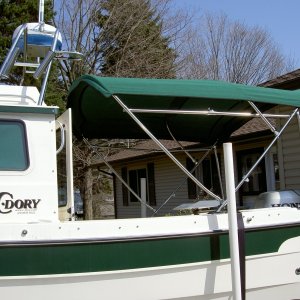 Free-standing canvas, not attached to the cabin for good air flow on hot days