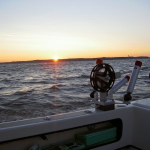 Lake MI sunrise taken while fishing from Not For Hire.