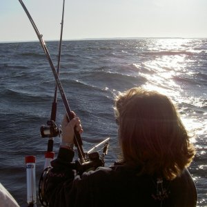 Marcia fighting a 22 pound King Salmon