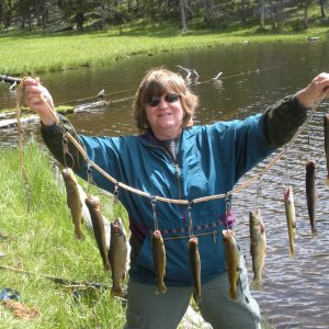 Happy Marcia with a morning's catch!