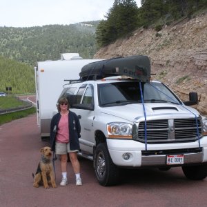 Marcia, Boomer and the Beast. And a lot more bugs than when we left home.