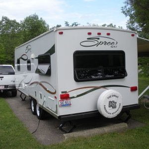 View of the rear.  Once again, lots of air and light to make it seem roomy for a 24 footer designed for two people.