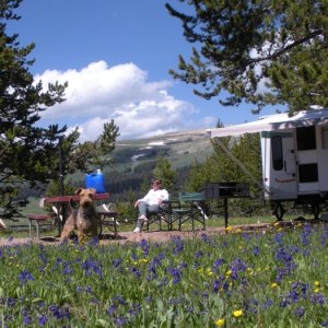 Idyllic mountain campsite.