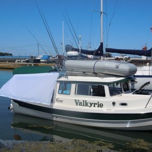 New sun shade before we secured the lower edge as described in the previous picture.
