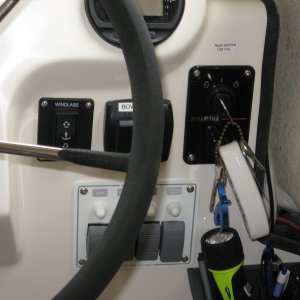 Media 'easy access to switch yet protected' in album 'testing fit Lewmar Pro Series 700H.   Kerri On'