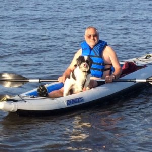 Pat and Baxter in Kayak 4-417