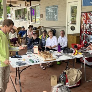 One of the winners picking out his prize