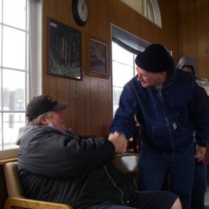 Joe (R-Matey) greets Roger (Sensei)