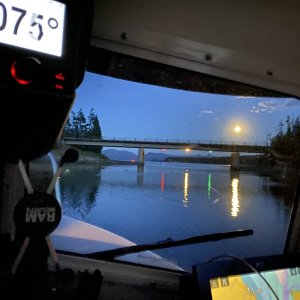 Leaving for full moon night ride.  Got out on the lake & the sky went black, while a huge thunderstorm rolled in. Back to the marina in the pitch black & high winds