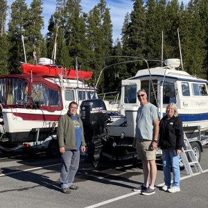 Media 'Time for friends to leave' in album 'June 4 back to our favorite dock slip B1 at the Bridge Bay Marina for the summer.  Pulled the boat on Sept 4, 2 days before leaving on road trip to Tuktoyaktuk on the Arctic Ocean'