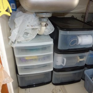 Media 'Under sink storage.  Removable for below deck access.' in album 'Overhead storage glued to ceiling.'