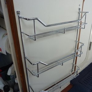Racks for door storage under sink.