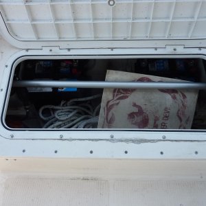 Media 'Dry storage for items needed on deck.' in album 'Overhead storage glued to ceiling.'