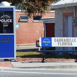World's smallest police station in Carrabelle, FL.  Also, a great WW2 museum in town.  This area was where a quarter of a million soldiers practiced amphibious landings.