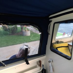 Media 'Inside view of port side curtain camper enclosure' in album 'Starboard view of new camper enclosure'