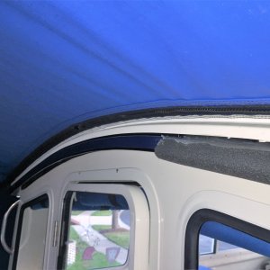 Media 'View inside where bimini is attached to roof.' in album 'Starboard view of new camper enclosure'