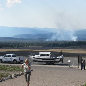 Media 'Crater Lake lookout with natural fire in background.  Rangers were monitoring but it was being allowed to burn' in album 'John Wayne marina picnic in Sequim'