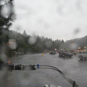 rainstorm in Quincy CA  safeway parking lot lots of lightning