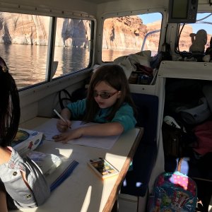 Wrenny actually enjoyed doing her school work in the boat