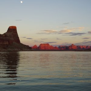 Moon over gunsite at dusk