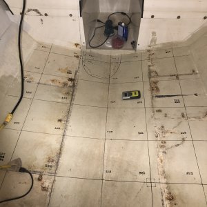 Media 'I wasn't comfortable with what might be on the other side of that patch in the hull so that area will be opened up and removed. I also went over the floor with a moisture meter.' in album 'Hull repair'