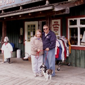 Patty, Pat and Baxter at Snug Cove 6-6-09.Sized