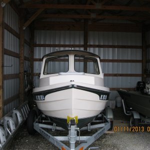 "Firefly" in her boat shed.
