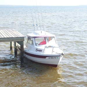 Tied up behind the house we rented in perdido bay