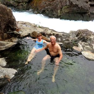WONDERFUL Baranof Warm Springs (HOT springs)  with a raging waterfall just behind. Perfect spot to warm up in SE Alaska.