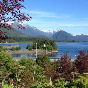view of Sitka from Castle Hill in Sitka. This is where Russia signed over Alaska to the US in 1867.