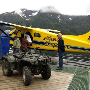 Casey supervising the loading of cargo.  Lots of entertaiment at the end of our dock