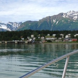 Our view from the boat as we are entering Haines.