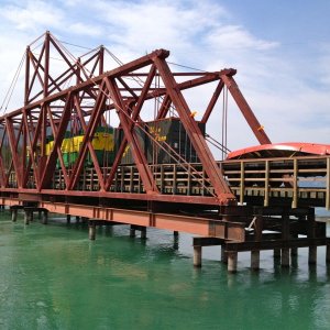 Train on the bridge in Carcross, Yukon.