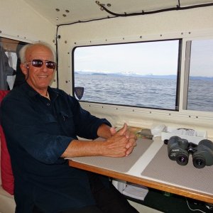 Casey relaxing and spotting whales.